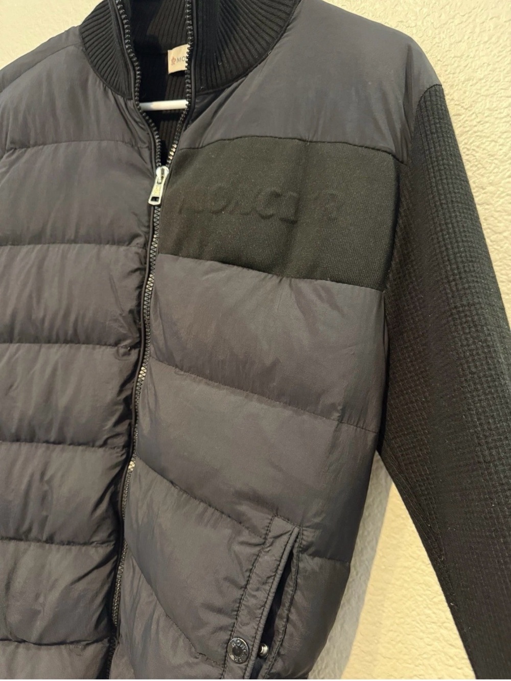 Black Quilted Kids Jacket with Ribbed Sleeves